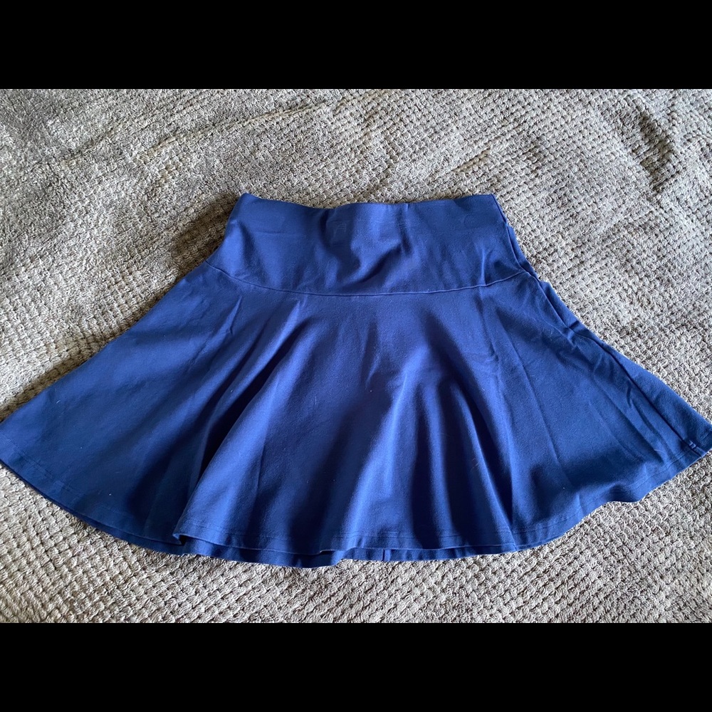 Navy blue flare mini skirt